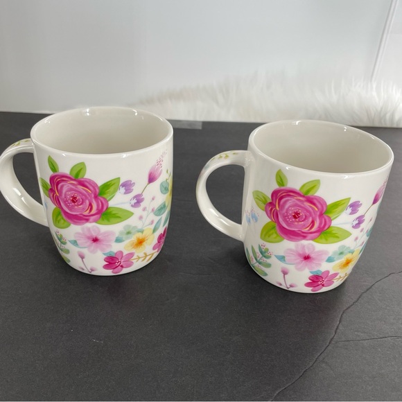 2 Burton + Burton Pink Rose Bouquet Mugs - Picture 3 of 4